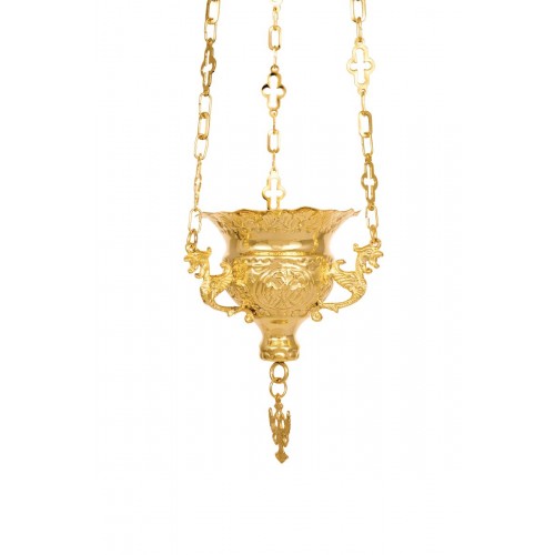 Κανδήλα Βυζαντινή Σκαλιστή Επίχρυση (11x10 cm)