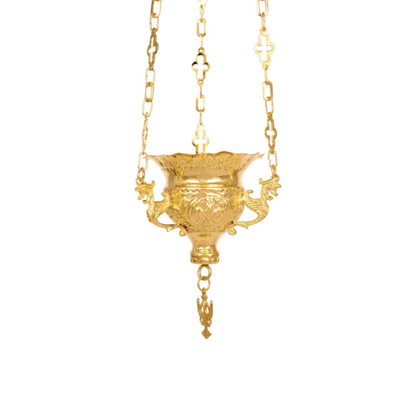 Κανδήλα Βυζαντινή Σκαλιστή Επίχρυση (11x10 cm)