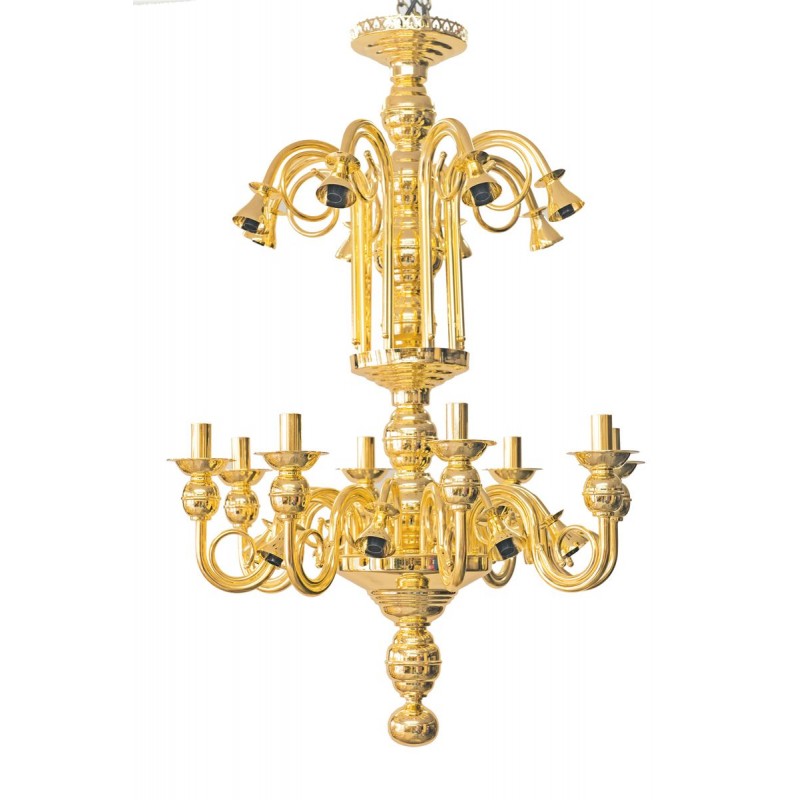 Πολυέλαιος Σωληνωτός Λείος Επίχρυσος 24 Φώτων 