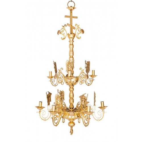 Πολυέλαιος Επίχρυσος Χυτός Λείος 12 Φώτων Ρώσικος 