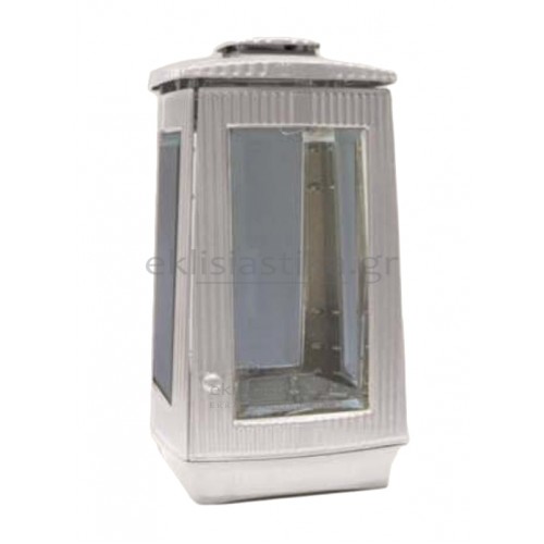 Καντήλι αλουμινίου ασημί τετράγωνο γραμμωτό