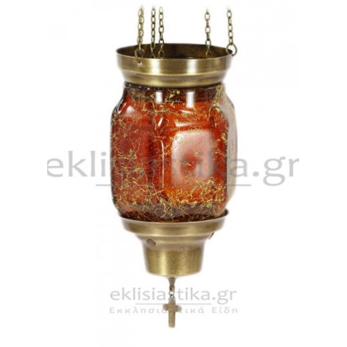 Καντήλι συρόμενο εξάγωνο με Fusing γυαλί βαμμένο αράχνη