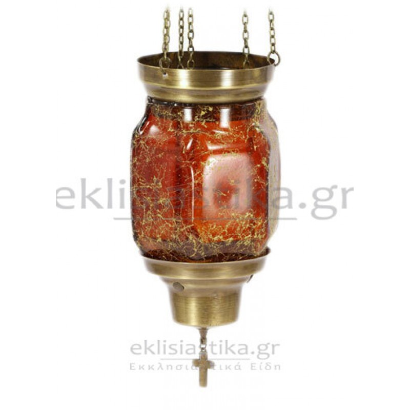 Καντήλι συρόμενο εξάγωνο με Fusing γυαλί βαμμένο αράχνη