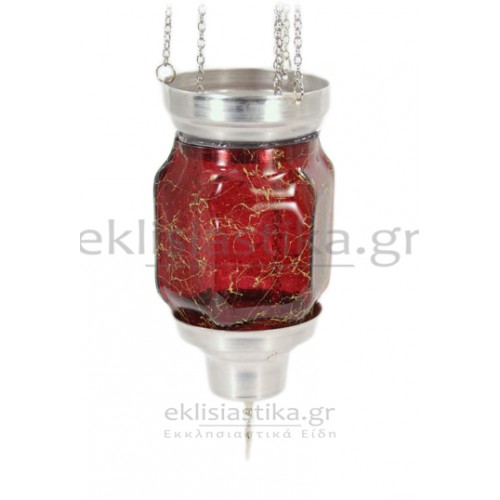 Καντήλι συρόμενο αλουμινίου εξάγωνο με Fusing γυαλί βαμμένο