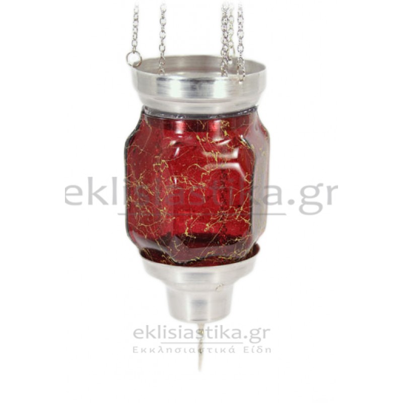 Καντήλι συρόμενο αλουμινίου εξάγωνο με Fusing γυαλί βαμμένο