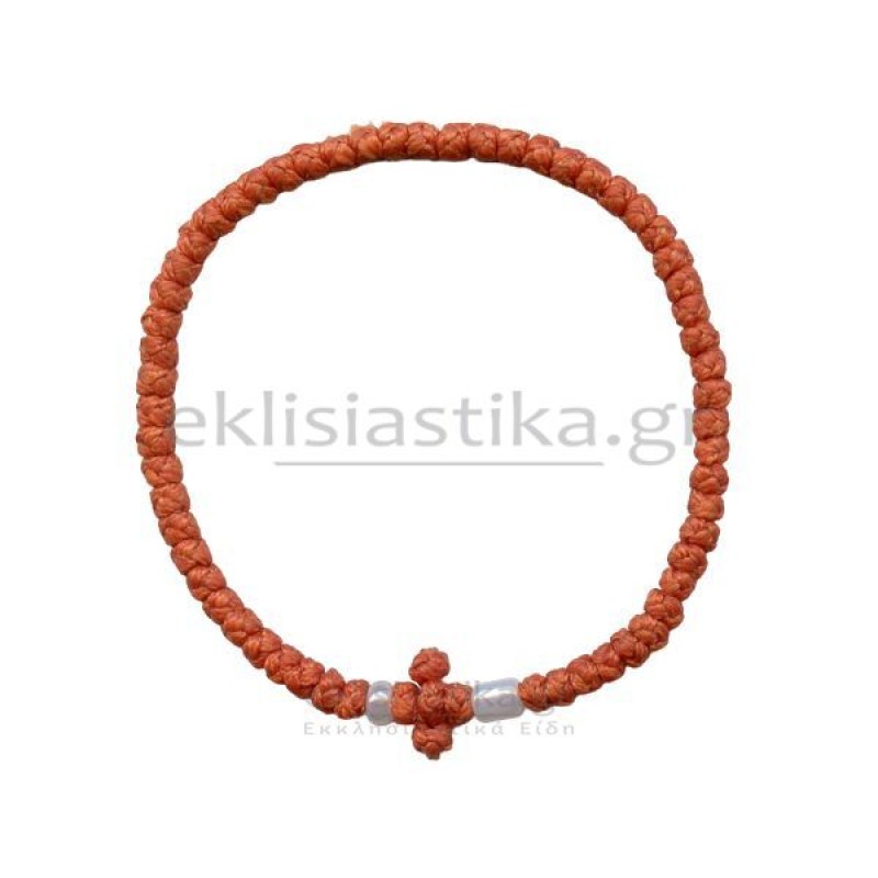 Κομποσκοίνι σε χρώμα κόκκινο με λευκές χάντρες